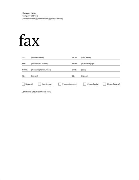 Fax Cover Sheet Template Examples