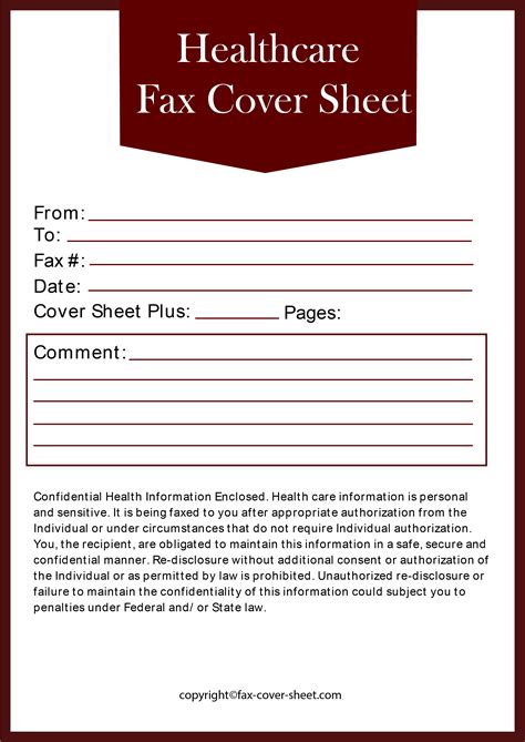 Fax Cover Sheet Template for Healthcare