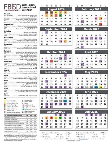 FBISD Calendar Academic Success