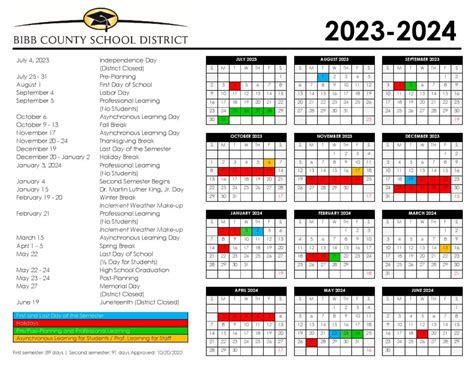 Features of the Bibb County Schools Calendar