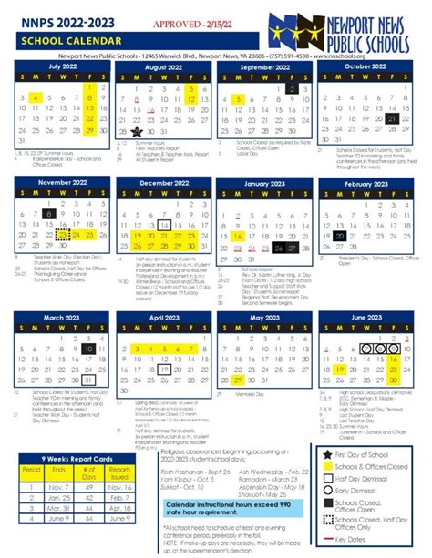 Features of the NNPS Calendar