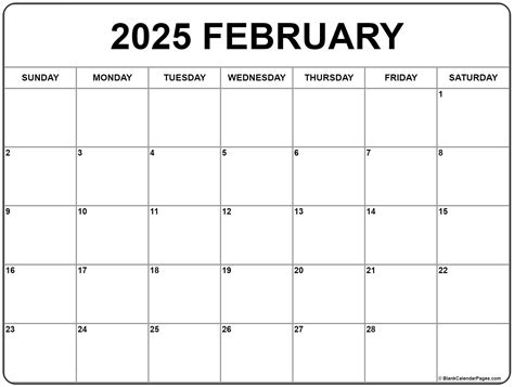 February 2025 Calendar Template