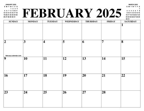 February 2025 calendar templates