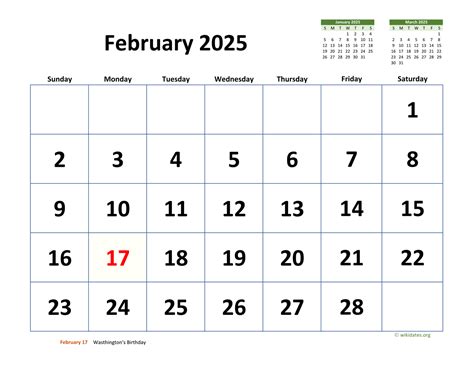 February 2025 Calendar with Notes