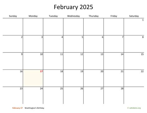 February 2025 Wall Calendar