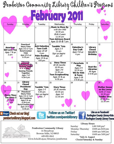 February Calendar Events