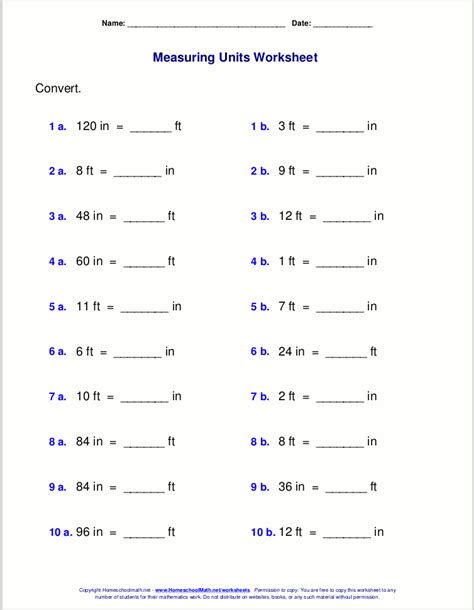 Feet to inches conversion question example