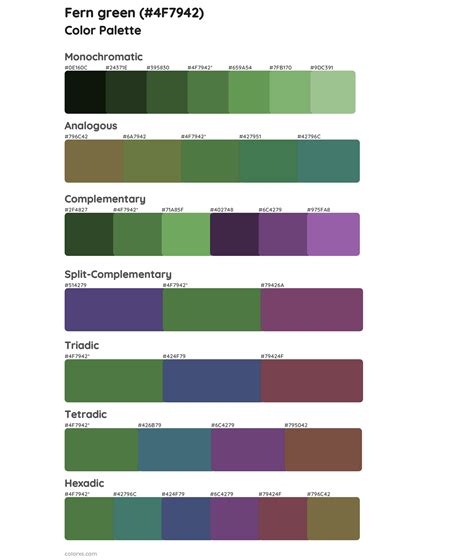 Fern green color palette