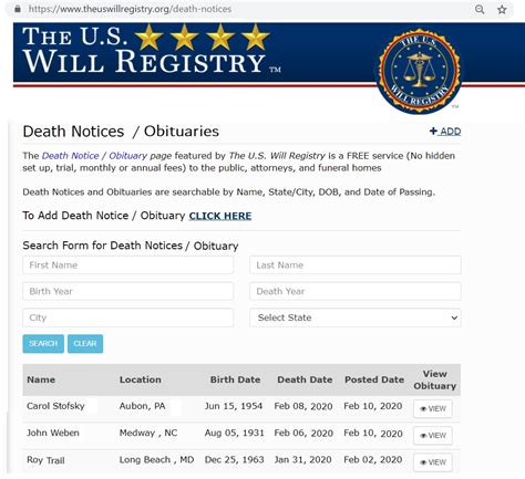 Finding Obituary Listings