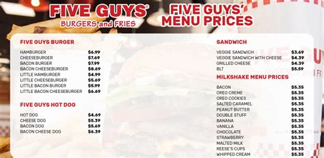 Five Guys Eastgate Drink Menu