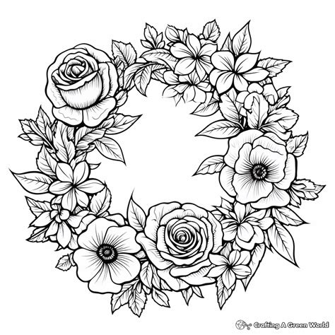 Floral Wreath Coloring Pages