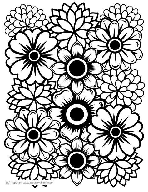 Flower Coloring Pages for Adults