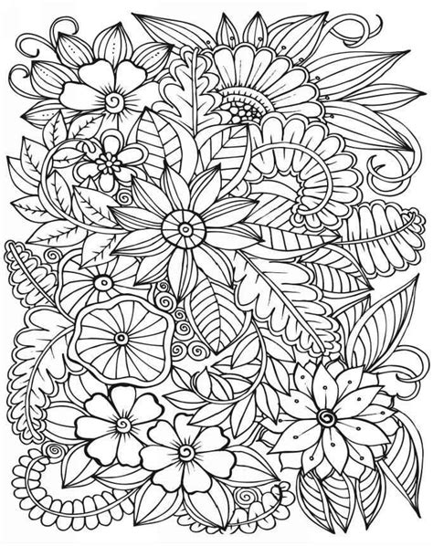 Flower coloring pages for stress relief