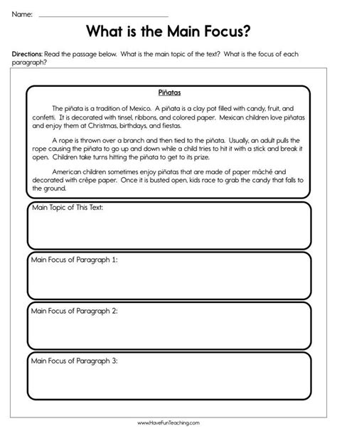 Focus Worksheets