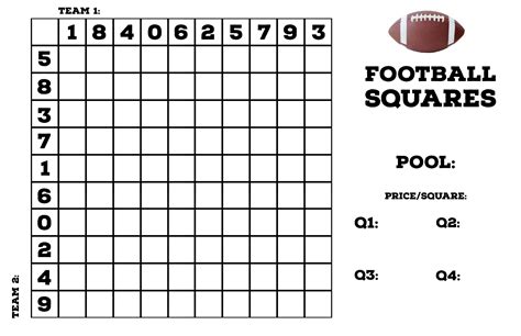 Football Squares Pool Template Example