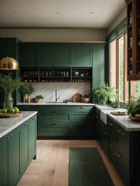 Forest Green Kitchen Cabinets