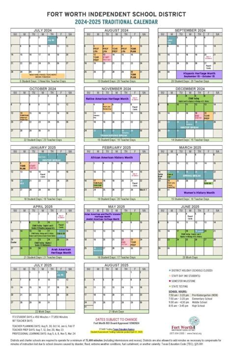 Fort Worth ISD Calendar