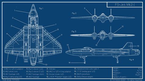 A blueprint of a four-winged plane