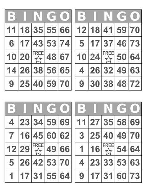 Free Bingo Cards for Charity