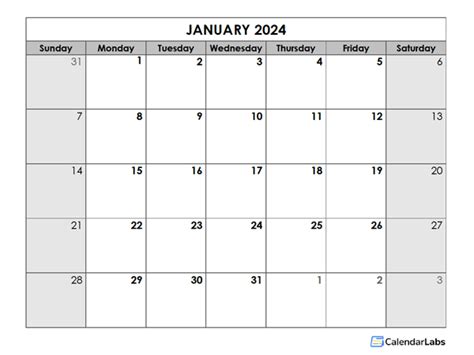 Free blank monthly calendar printable template 2024