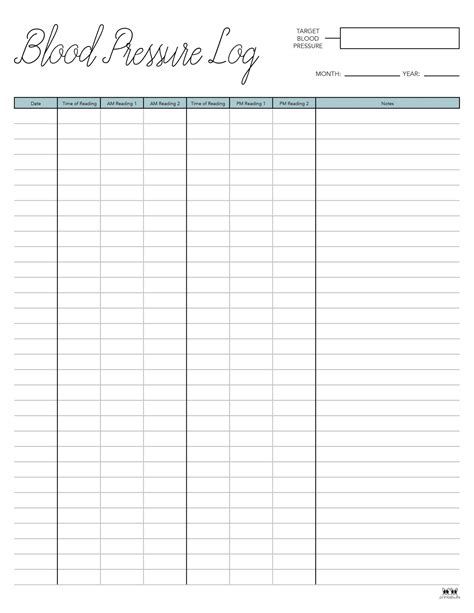 free blood pressure log