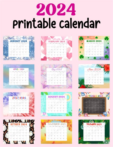 Free calendar prints for kids