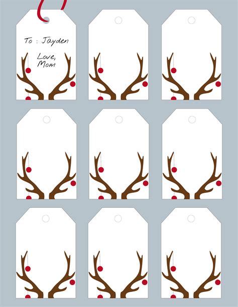 Reindeer free Christmas tags