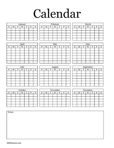 Free printable annual calendar templates