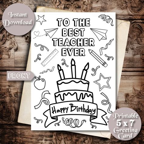 Free Printable Birthday Cards for Teachers