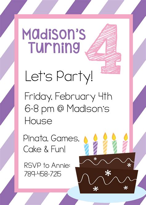 Free Printable Birthday Invitations for Families