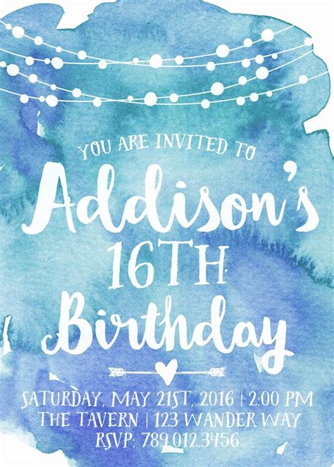 Free Printable Birthday Invitations for Teens