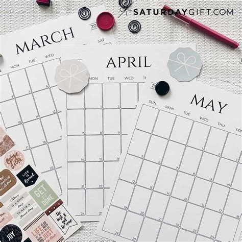 free printable calendar templates