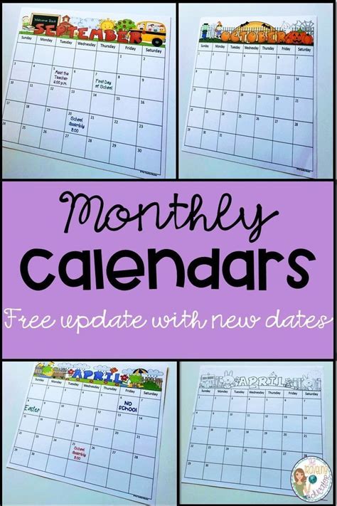 Free Printable Calendars for Teachers