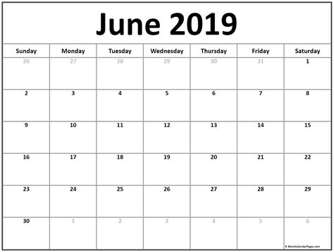 Free Printable June Calendar