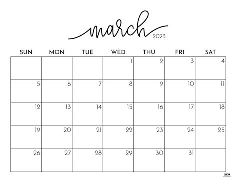 Free Printable March Calendar