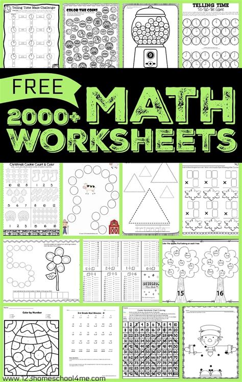 Free Printable Math Worksheets for Different Grade Levels