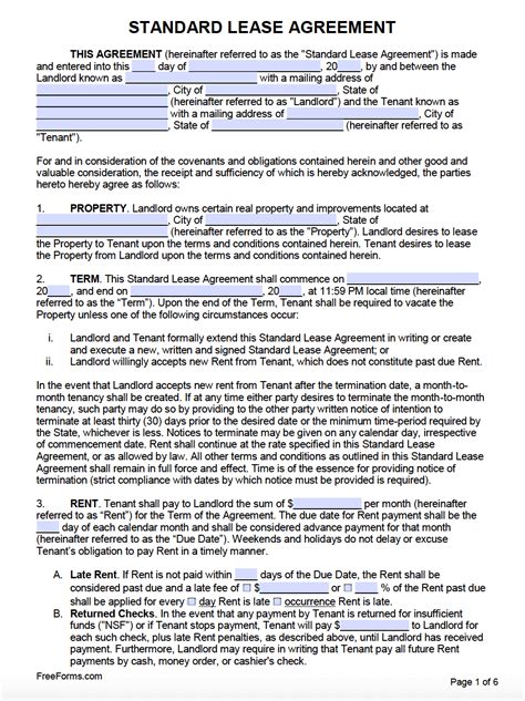 Free Printable Rental Agreement Forms