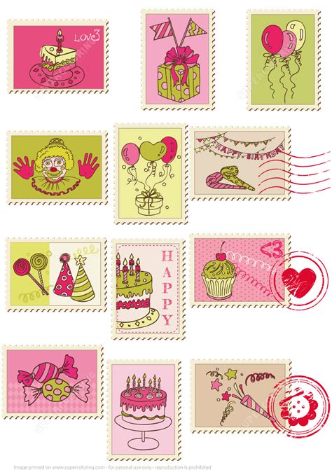 Free Printable Stamps for Birthday Cards