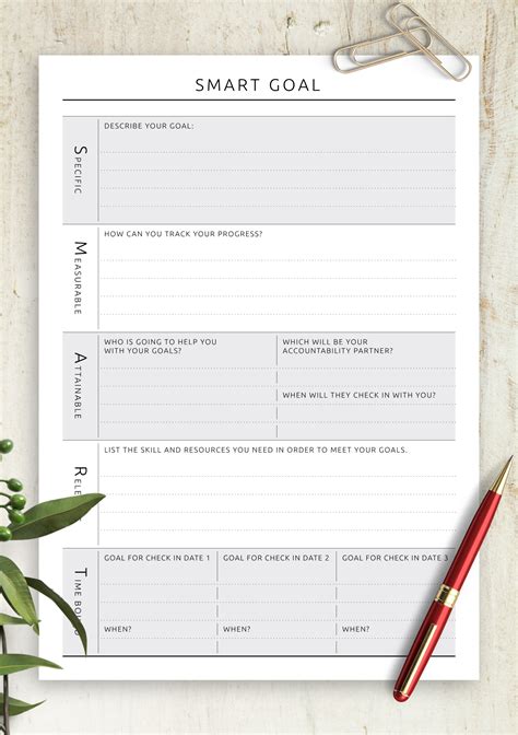 Free Printable Templates for Goal Setting