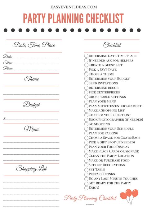 Free Printable Templates for Party Planning