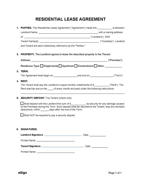 Free Rental Lease Agreement Template