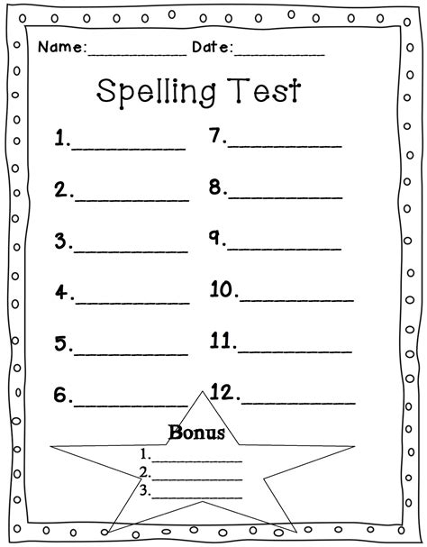 Free Test Printable Templates for Education