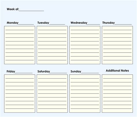 Free Weekly Calendar Templates