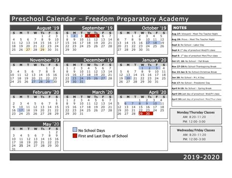 Freedom Calendar Template