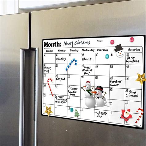 Fridge calendar on the refrigerator