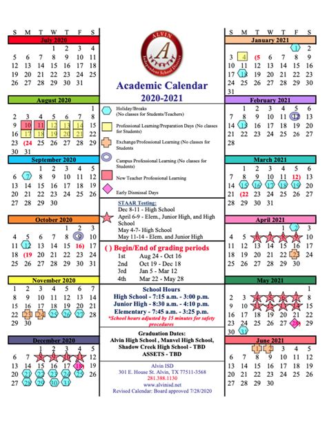 Friendswood ISD Calendar Schedule Image 2