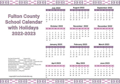 Fulton Calendar Features