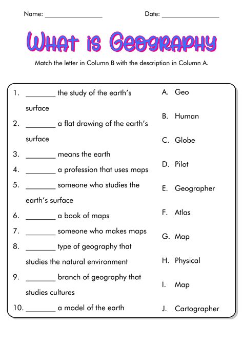 Geography worksheets for students