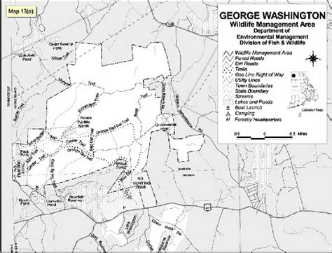 A map of the George Washington Management Area Wildlife Refuge