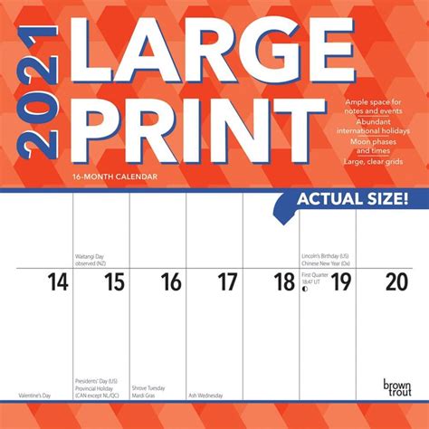 Description of Giant Printable Calendars